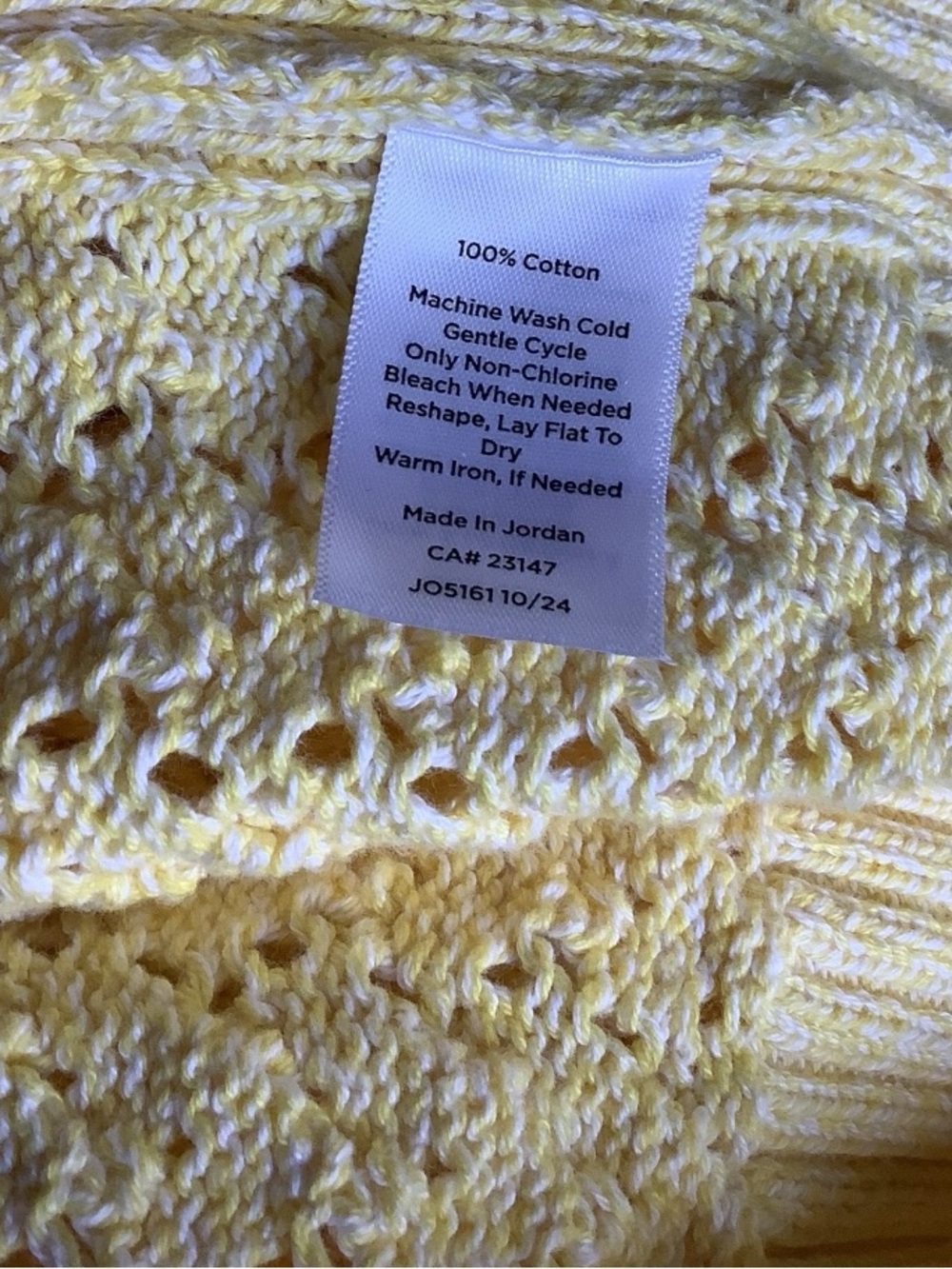 Tibolts Open Knit Sweater Women’s Medium Yellow 100% Cotton V-Neck - Picture 7 of 7